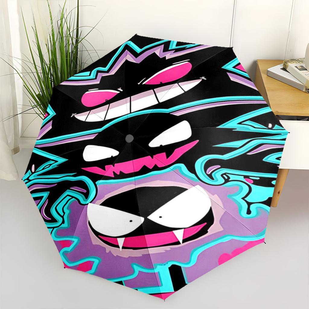 Anime Gengar Pattern Umbrella Lightweight Portable Travel Umbrella Anti-UV Sun Protection