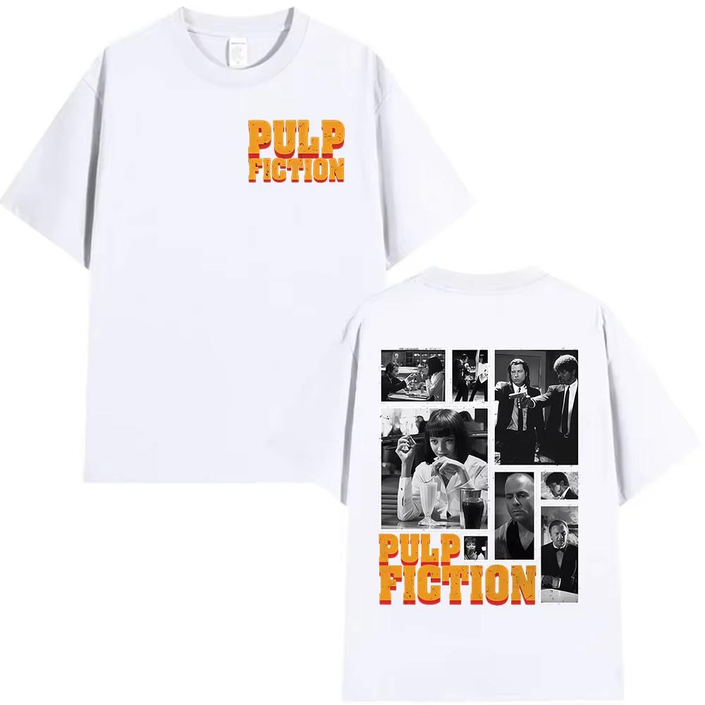 Maglietta Grafica Classico Film Pulp Fiction Uomo Donna Vintage Alta Qualità Cotone T-shirt Harajuku T-shirt Streetwear Y2k