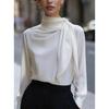 YYFS Women's Fashion Casual Spring Autumn Solid Color Print Long Sleeve Stand-Neck Blouses & Shirts