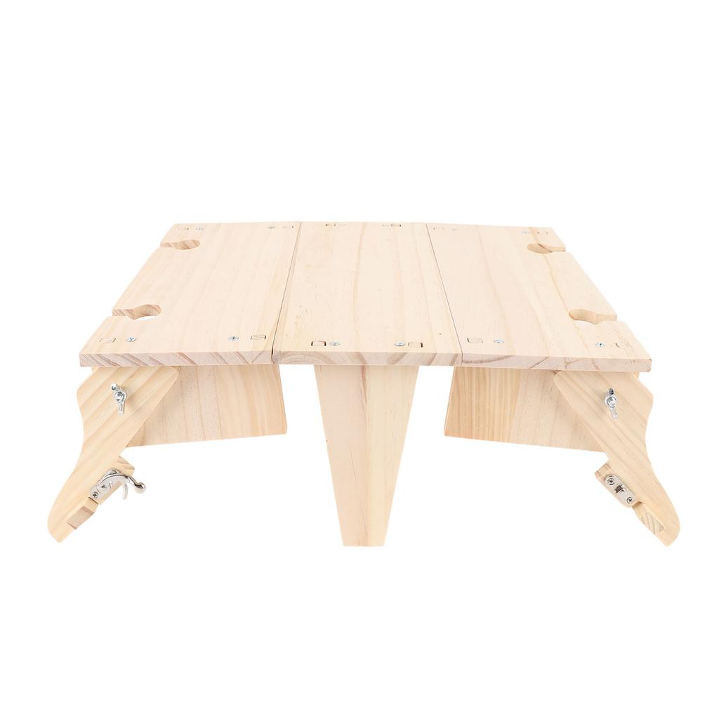 Wooden Folding Picnic Basket Table Outdoor Portable 2 in 1 Vintage with Wine Glass Holder
