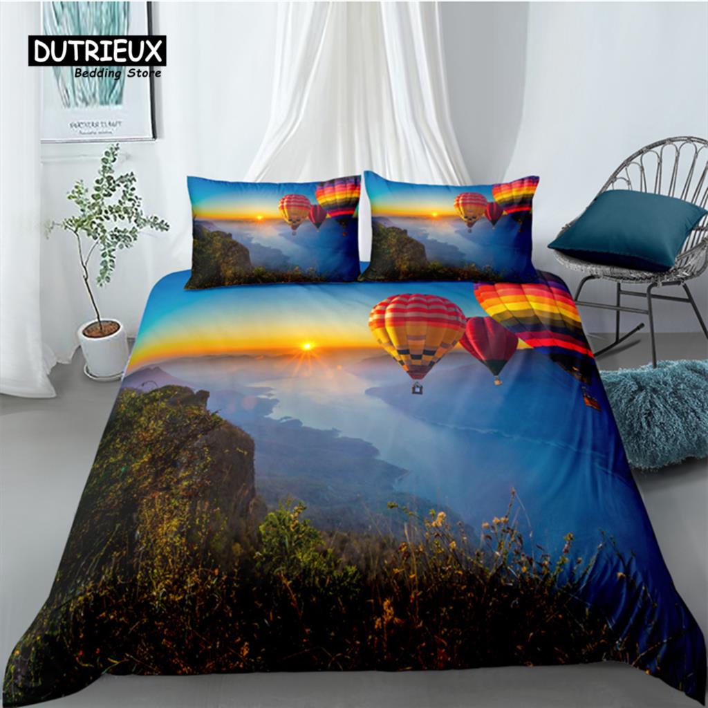 Luxury 3D Hot Air Balloon Print Home Living Comfortable Duvet Cover Set Kids Bedding Set Queen and King EU/US/AU/UK Size