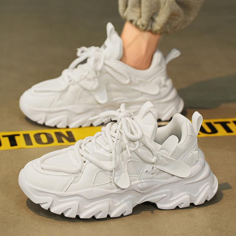 

Dad shoes new men s shoes platform heightening white sports shoes summer breathable youth campus casual white shoes 44 білий