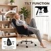 Modern Makeup Vanity Chair, Snow Flannel Office Chair with Tub Back, Black