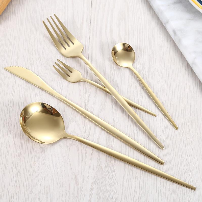30 Pcs Black Gold Cutlery Set Chopsticks Knife Fork Spoon Golden Stainless Steel Korean Dinnerware Set Luxury Tableware Set