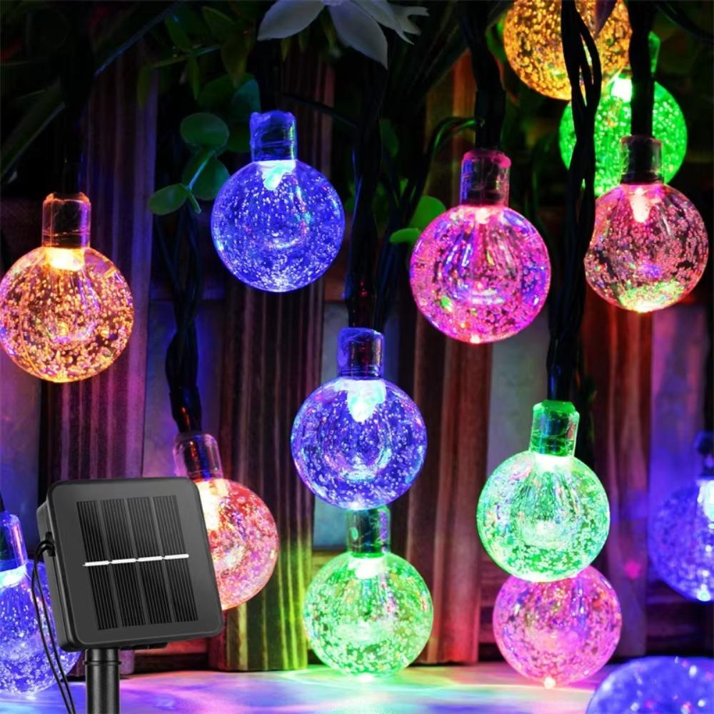 100 LED solar bubble ball string lights, 12M long IP65 waterproof LED fairy light, 8 lighting modes, crystal ball design