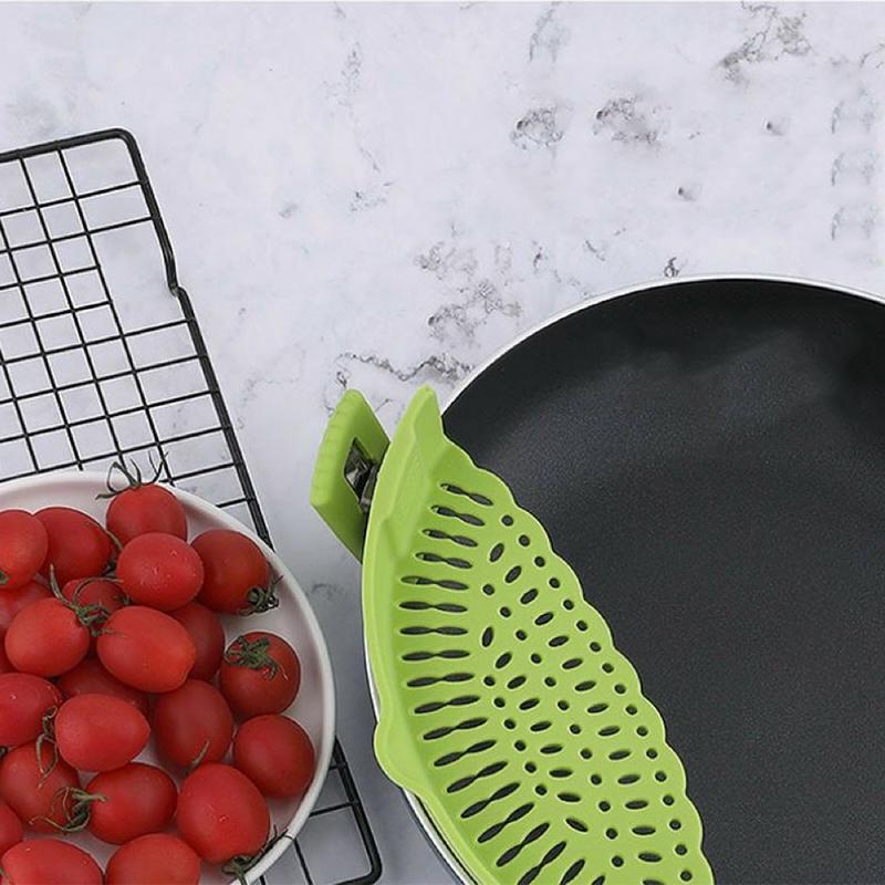 Silicone Clip On Pan Strainer Heat Resistant Food Draining Coliper For Pasta Vegetables & Pot Draining Universal Fit Kitchen Ga