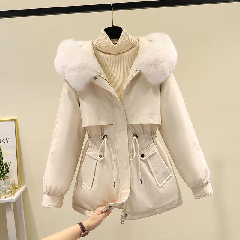 Pie Overcome Women's New Cotton-padded Clothes Loose and Thickened Cotton-padded Jackets Winter Big Fur Collar Short Cotton-padded Jackets