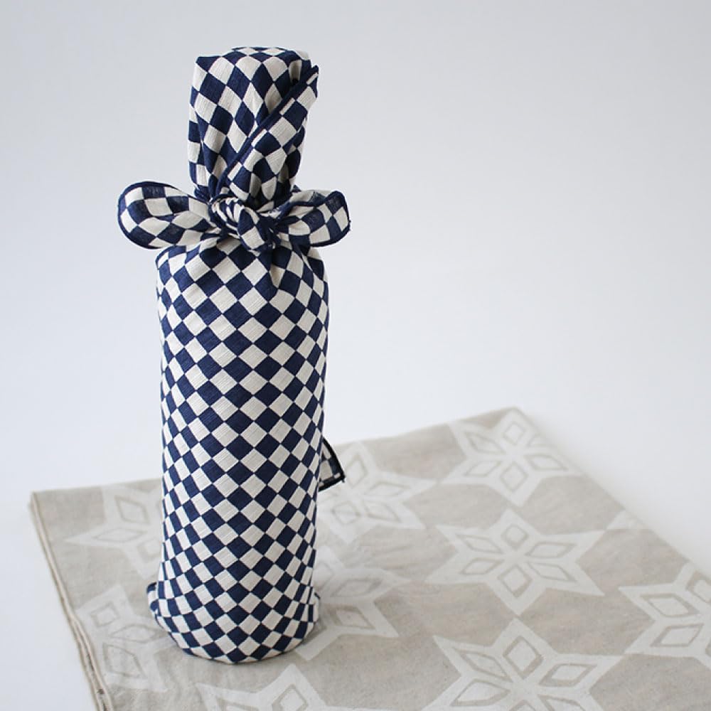Furoshiki Kostkované 90 cm široké x 90 cm Vyrobeno v tradičním japonském &NE (Japonská látka), Střední, Námořnická modř, Hluboká, Japonsko, Velký, 100% Bavlna, Styl,