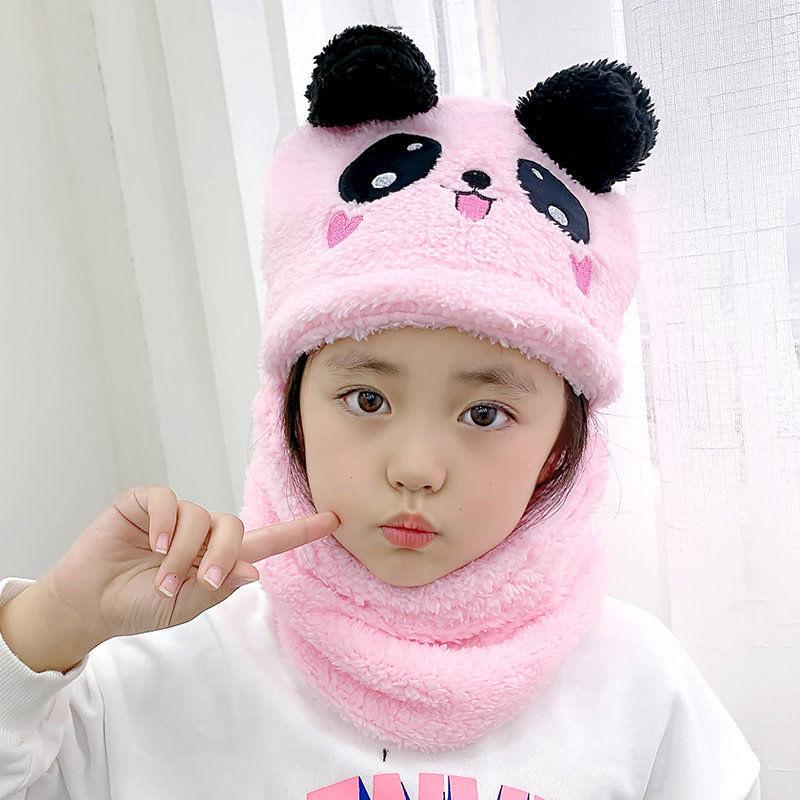 Children's Hats Autumn and Winter Warm Older Children and Children Rabbit Scarf Integrated Rabbit Hat Girls Neck Cover New