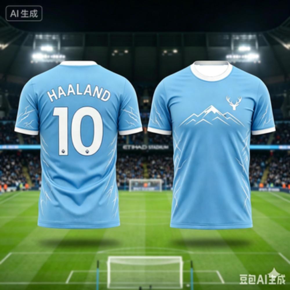 Maglia da Calcio da Uomo per Famiglia Haaland #9 con Motivo Cervo Montagna Fulmine Asciugatura Rapida Traspirante T-shirt da Allenamento Calcio per Tifosi