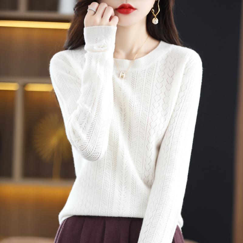 Jesień i Zima Nowy Sweter Pulower z Okrągłym Dekoltem Swobodny Sweter Damski Sweter Dzianinowy Bazowy