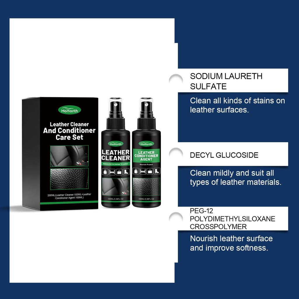 HOMONTH Leather Cleaner and Conditioner Kit, Sofa Care Set for Furniture