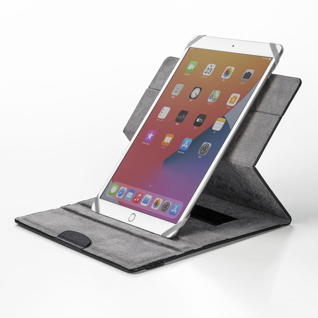 SANWA SUPPLY Universelle Tablet-Hülle mit Drehung (10-Zoll-Ständer) PDA-TABKA10BK