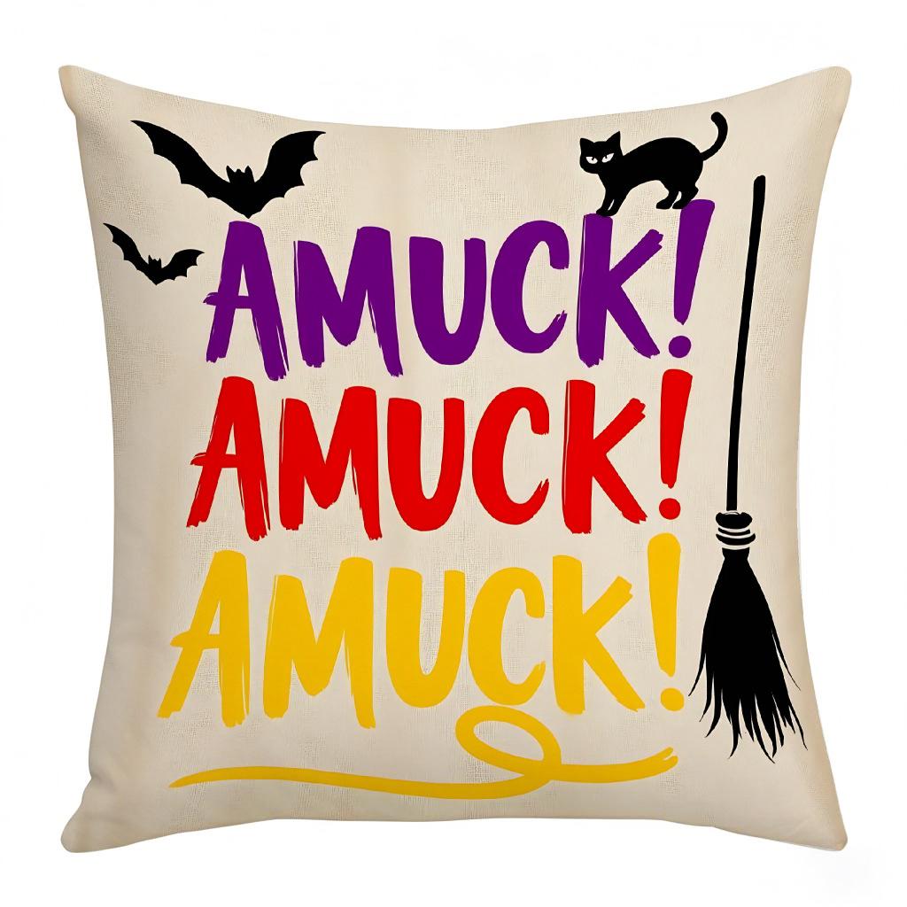 Halloweenová série Polštář s potiskem ducha a čarodějnice Potah na polštář pro domácí pohovku Sada dekorací do ložnice