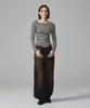 KITTY POTTERY Striped Off-Shoulder Long Sleeve T-Shirt Ivory