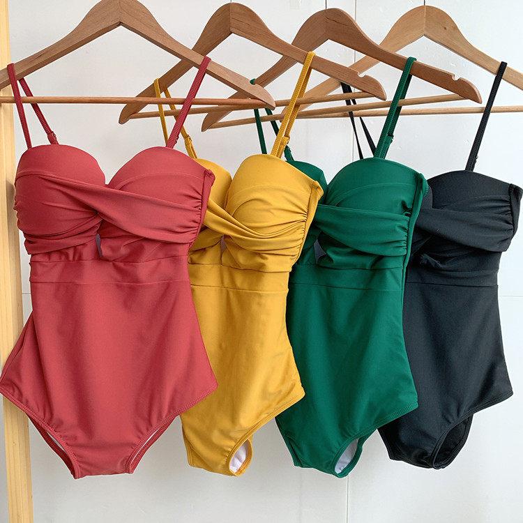 Boho Style High Waisted Monokini Bikini Set Halter Neck Push Up Sexy One Piece Swimsuit Women Summer