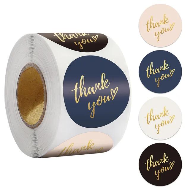 500pcs 1 Roll 1.5" Thank You Stickers For Envelope Sealing Labels Stationery Supplies Handmade Wedding Gift Decoration Stickers