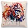 Watercolor Animals Cushion Cover Portrait Head Bighorn Lion Leopard Tiger Bear Eagle Horse Dogs  Home Sofa Throw Pillow Case