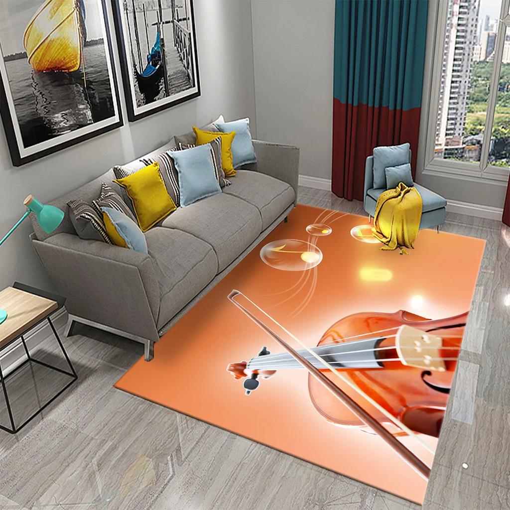 3D Music Note Guitar Instrument Carpet for Living Room Bedroom Large Carpet Bathroom Door Entrance Non-Slip Area Rugs Home Decor