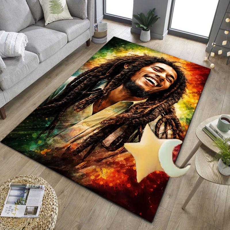 Bob music Vibrant Art Office Rug Chair Mat, Game Carpet, Suitable for Front Door, Bedroom, Living Room, Desk, Holiday Gift