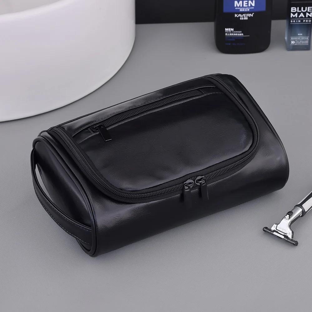 High Quality Travel Toiletry Bag For Women Men Retro PU Leather Cosmetic Bags Female Waterproof Travel Makeup Bag