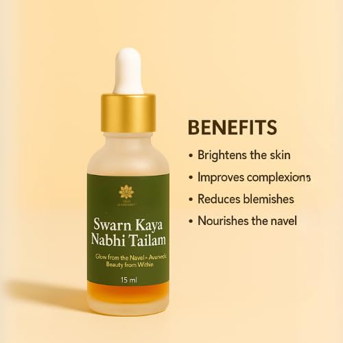 Swarn Kaya Nabhi Tailam, Ayurvedic Navel Oil with Gold Ash, Saffron, Almond Oil for Skin Radiance, 15 Ml