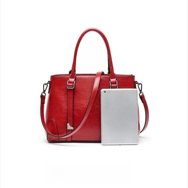 Women Shoulder Cross Body Handbag Top Handle Bag Genuine Leather Casual Designer Lady Female Oil Wax Cowhide Messenger Tote Bag