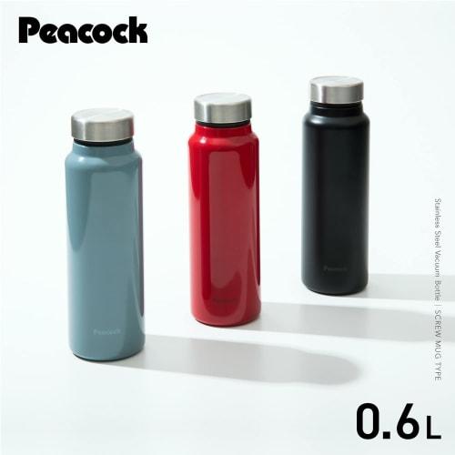 The-peacock Thermos Industry (The-peacock) Peacock Water Bottle, Stainless Steel Screw-On Mug Bottle (Lightweight), Insulated for Hot and Cold Drinks,