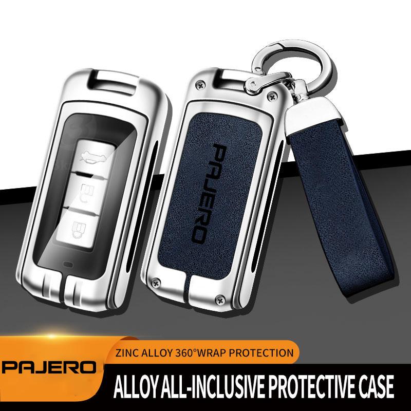 xkhr10 Zinc Alloy Car Key Cover Case Holder Shell Protector for Mitsubishi Pajero 2 v73 Sport Remote Key Bag Buckle Auto Accessories