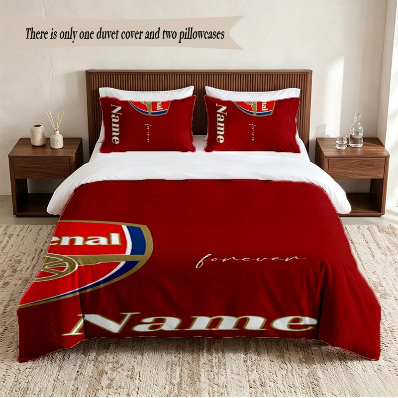 Arsenal Personalized Custom Name 3‑Piece Bedding Set Soft Duvet Cover Set For Bedroom Home Decor