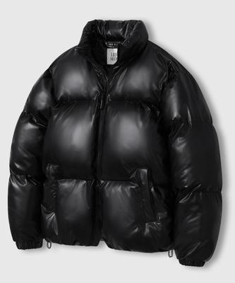 Lemain Second Essential 2-Way Oversized Puffer Short Padded Jacket [Glossy Black]
