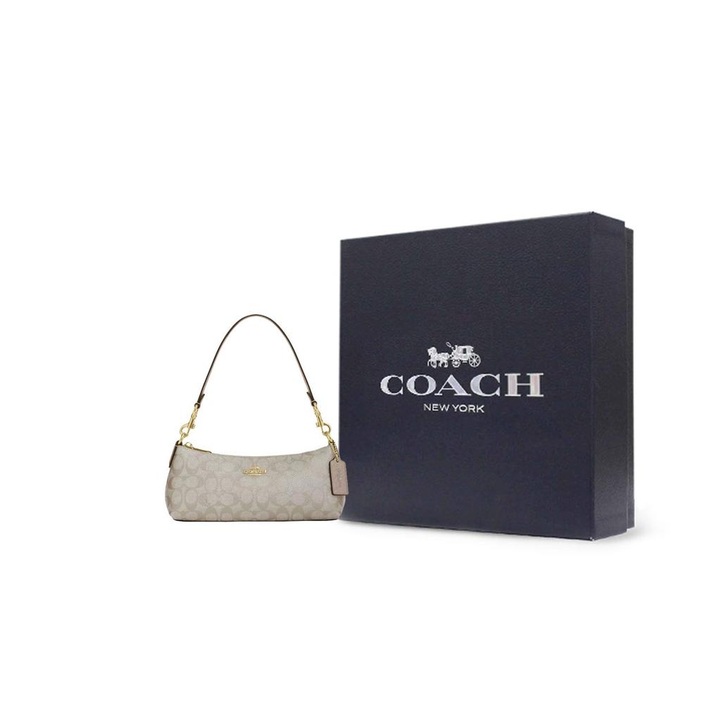 Coach Charlotte Coated Canvas Shoulder Bag, Portable Crossbody Bag Medium Women's Champagne CX580-IMXB8