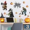 Realistic Skeleton Wall Decorations Halloween Sticker, Pumpkin Witch Printed, Self-adhesive Waterproof Reusable Holiday Graphics PVC Decals,