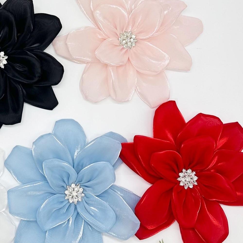 Rhinestone Floral Fabric Applique Multi-layer 3D Flower Flower Clothing Patch Satin Chiffon DIY Headdress Clothing Chest Flower