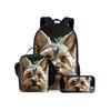 Set Tre Pezzi con Motivo Rottweiler Zainetti per Ragazzo e Ragazza Migliori Regali Cartone Animato 2D Borsa Scolastica per Bambini