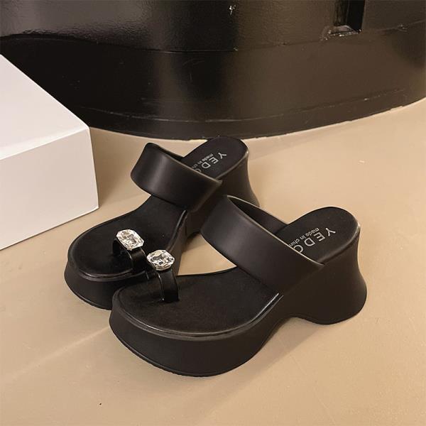 

Мода На Танкетке Блестящие Шлепанцы Домашние Тапочки Платформа Резиновые Вьетнамки Туфли на Высоком Каблуке Леди Слиперы Женские Желейные Гавайские 2025 35