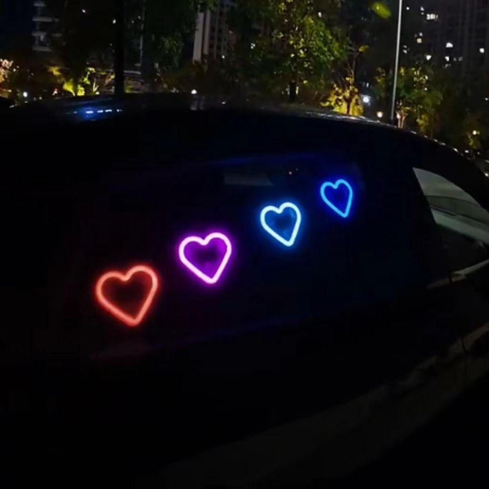 Wireless Heart-shaped Neon Light LED Illumination Car Interior Atmosphere Lamp Motor Decoration