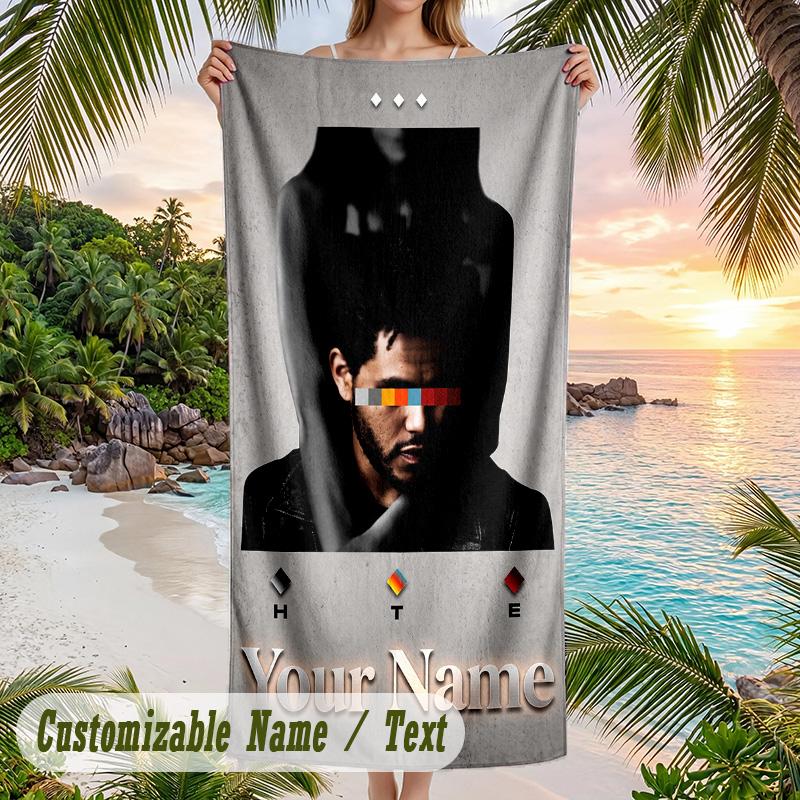 The Weeknd Beach Towel, Personalized Custom Name Text, Quick Dry Large Absorbent Towel For Beach Pool