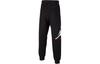 Pantaloni de trening tricotati pentru copii MJ BASELINE cu șiret lateral și imprimeu, căptușiți cu fleece, casual, negri FZ6362-010