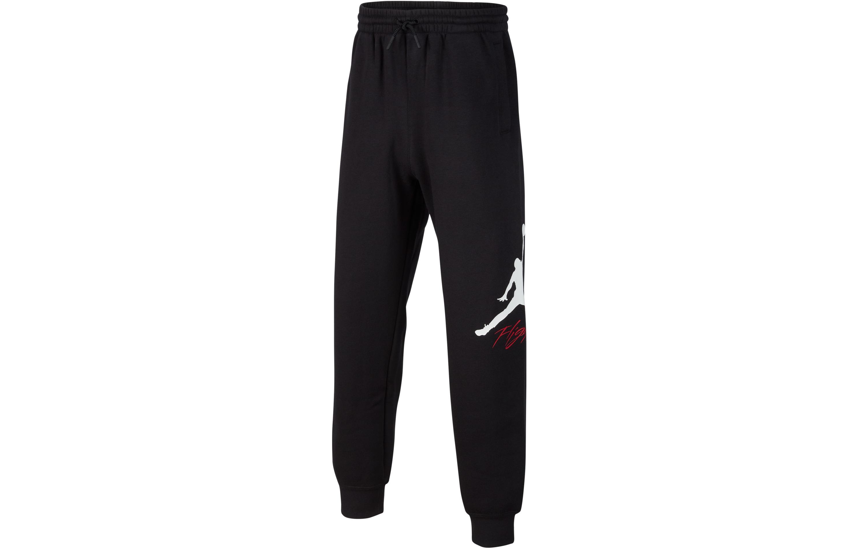 Kids Jordan Knitted Sweatpants MJ BASELINE Lace Up Side Print Fleece Lined Casual Black FZ6362-010 XS