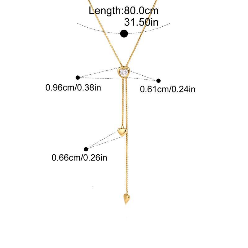 Geometric Zircon Adjustable Long Chain Necklace For Women Gold Pvd Plated Stainless Steel Necklace Fashion Jewelry