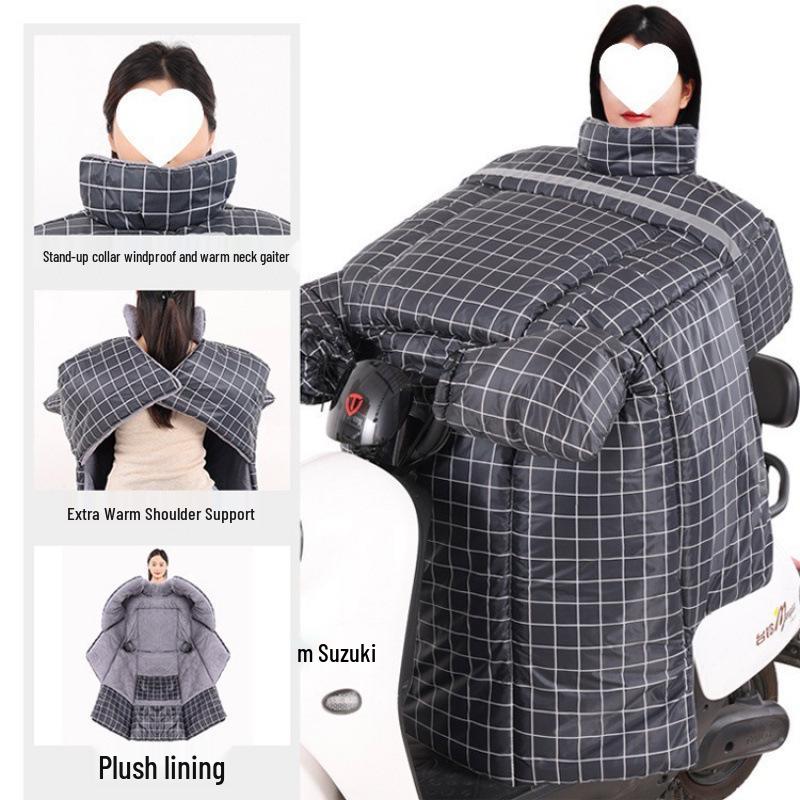 Zimowa osłona przedniej szyby do samochodu elektrycznego i motocykla - Wyściełana polarem, Pogrubiona, Wodoodporna, Wiatroszczelna, Ochrona przed zimnem.