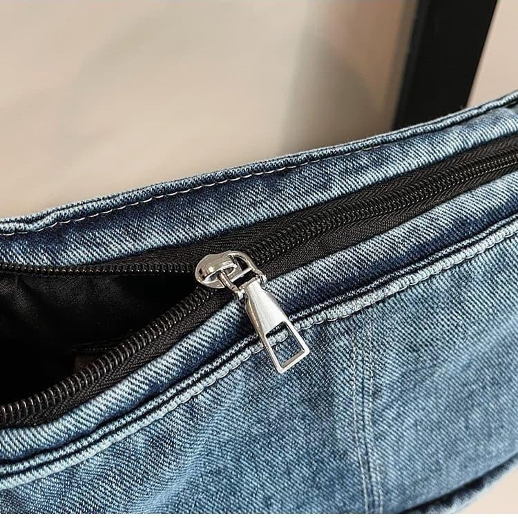 Vintage gewaschene Denim-Tasche mit großem Fassungsvermögen