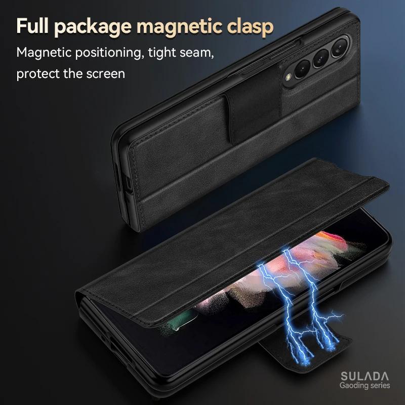 Shockproof Full Cover Leather Case for Samsung Galaxy Z Fold 4 3 Fold4 Fold3 5G Fold5 Fold2 Fold 5 2 Card Pocket Phone Cover