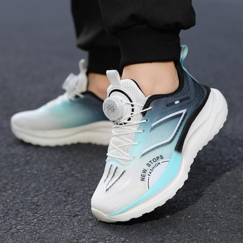 Spring and summer new children's comfortable and breathable button running shoes fashionable and casual classmates non-slip and wear-resistant boys