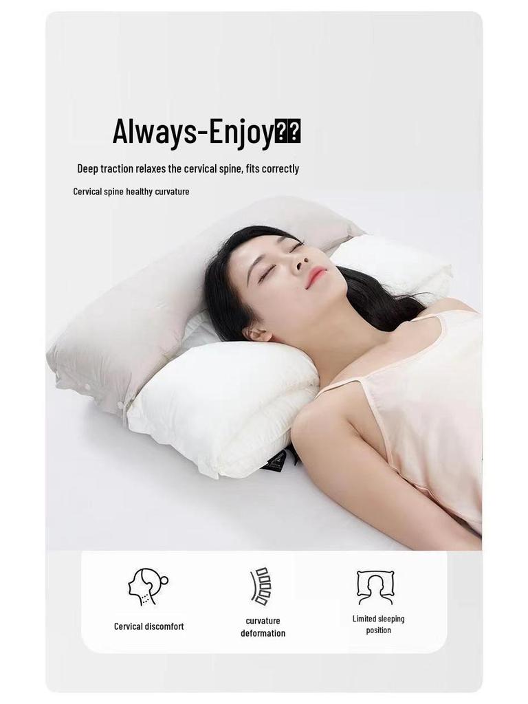 3-in-1 Detachable Double-Layer Cotton Neck Support Pillow