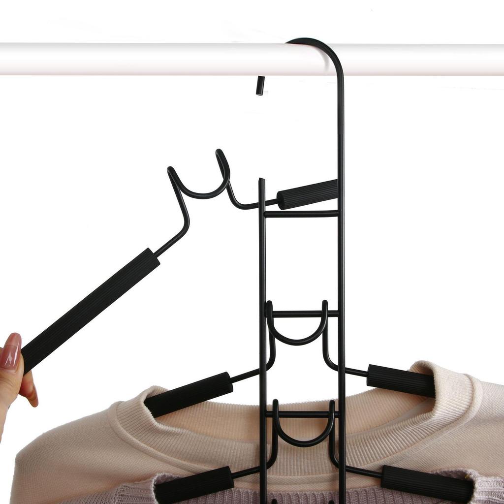 Compact Multi-Layer Hanger: Space-Saving Folding Clothes Rack for Home Wardrobe Storage