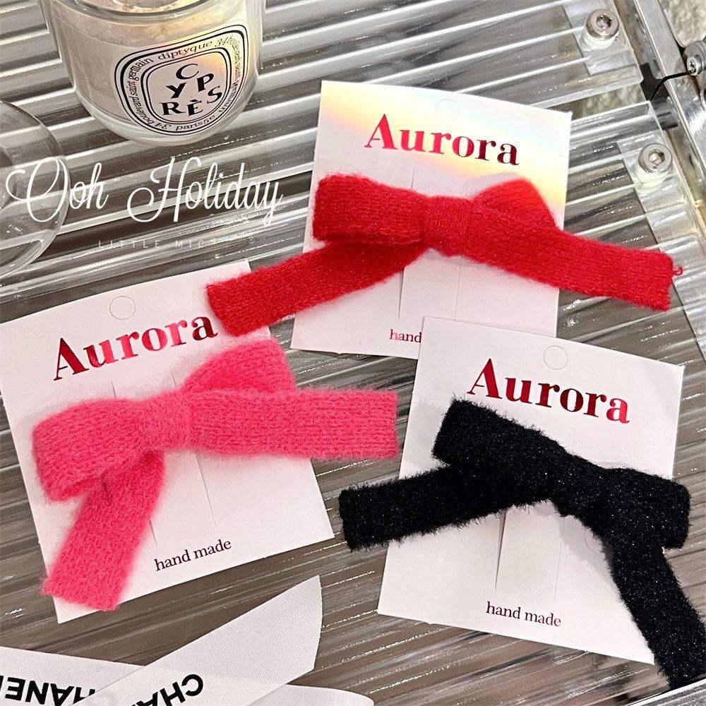 

Боковой зажим, шерстяная заколка с бантом, заколка для волос с вязанным бантом Y2k, персонализированная детская заколка для волос