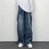 Pantaloni Larghi da Donna Morbidi Casual Grandi Tasche Pantaloni da Lavoro Jeans Lavati