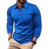 Men's Sports Polo Shirt Fashion Solid Colour Men's Long-Sleeved Zip-Up Collar Top